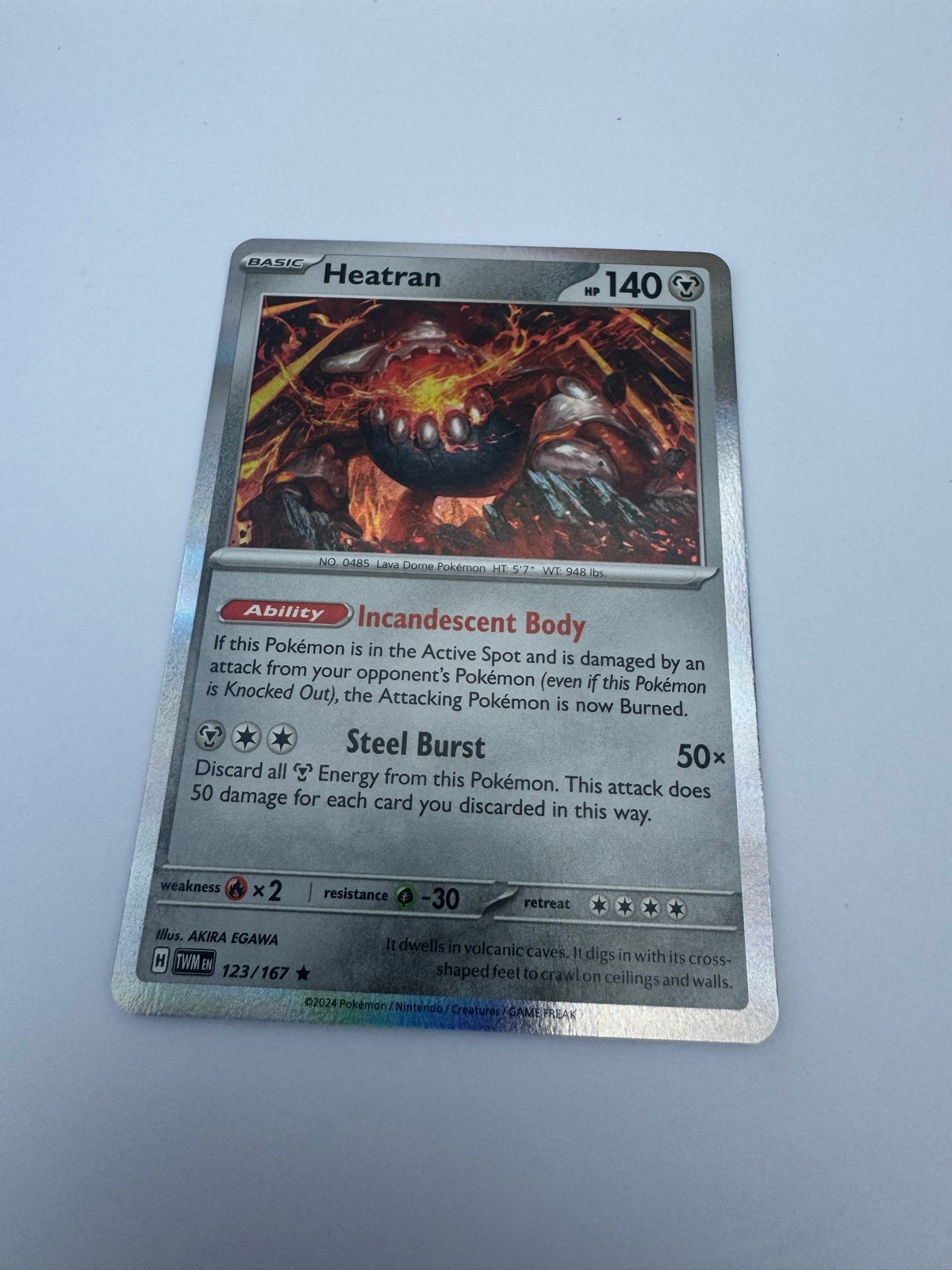 Heatran Pokémon kaart 123/167 - Basic - Incandescent Body, Ophalen of Verzenden, Zo goed als nieuw, Losse kaart