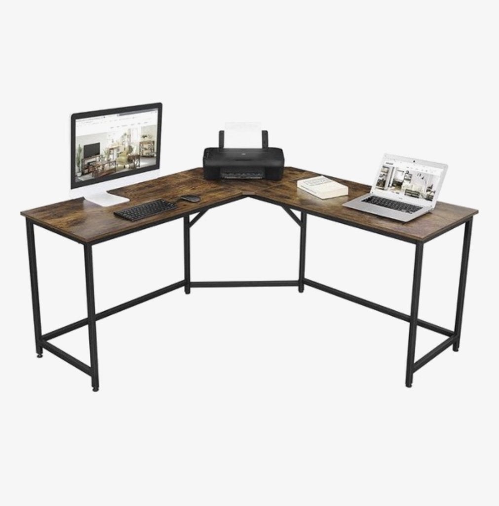 Industrieel bruin/zwart hoek bureau, Ophalen, Metaal, 149 cm, Industrieel