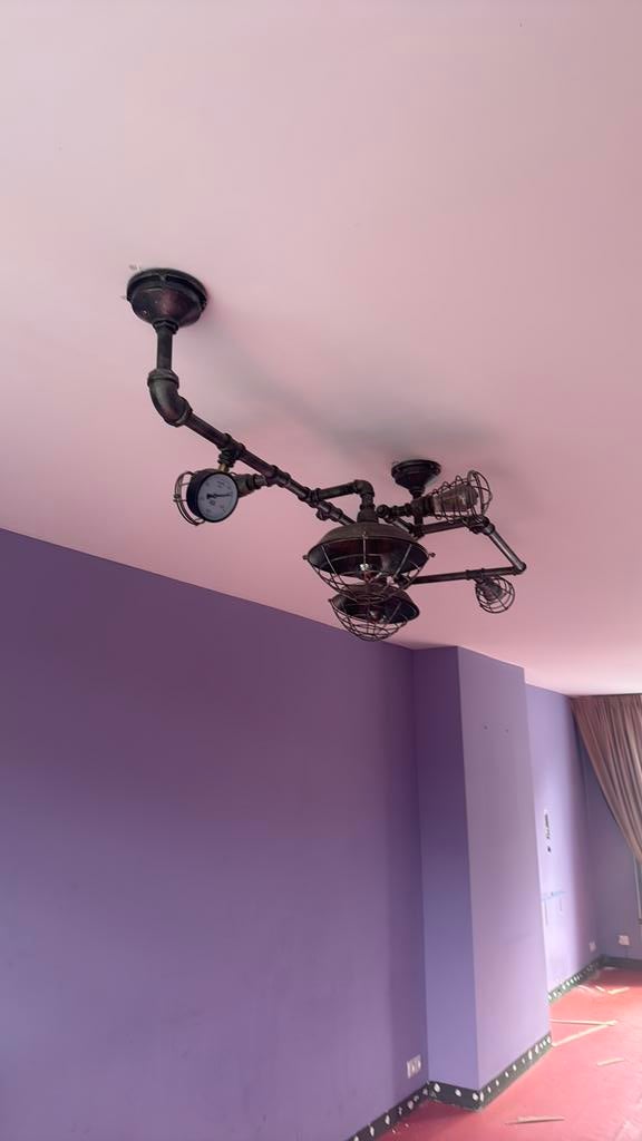 Industriële lamp, Huis en Inrichting, Lampen | Kroonluchters, Ophalen, Zo goed als nieuw, Metaal, Industrieel