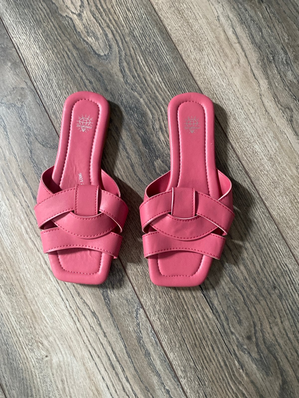 Roze slippers met gekruiste bandjes - Maat 36, Ophalen of Verzenden, Zo goed als nieuw, Roze, Slippers