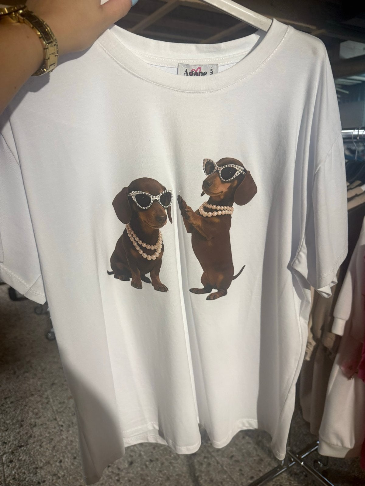 Nieuw Wit T-shirt met Teckel Print - One Size, Kleding | Dames, Maat 38/40 (M), Wit, Nieuw, Ophalen of Verzenden