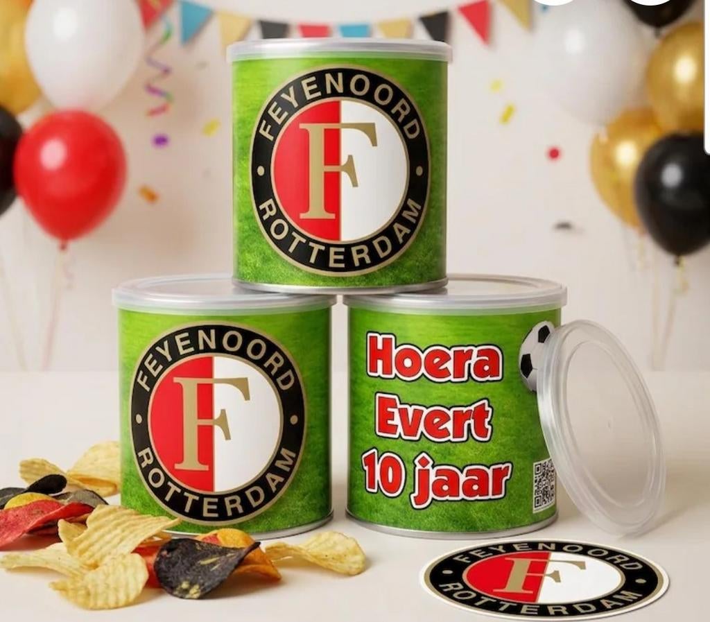 Gepersonaliseerde pringles met naam, leeftijd en figuur, Ophalen of Verzenden, Nieuw, Feestartikel, Geboorte of Huwelijk