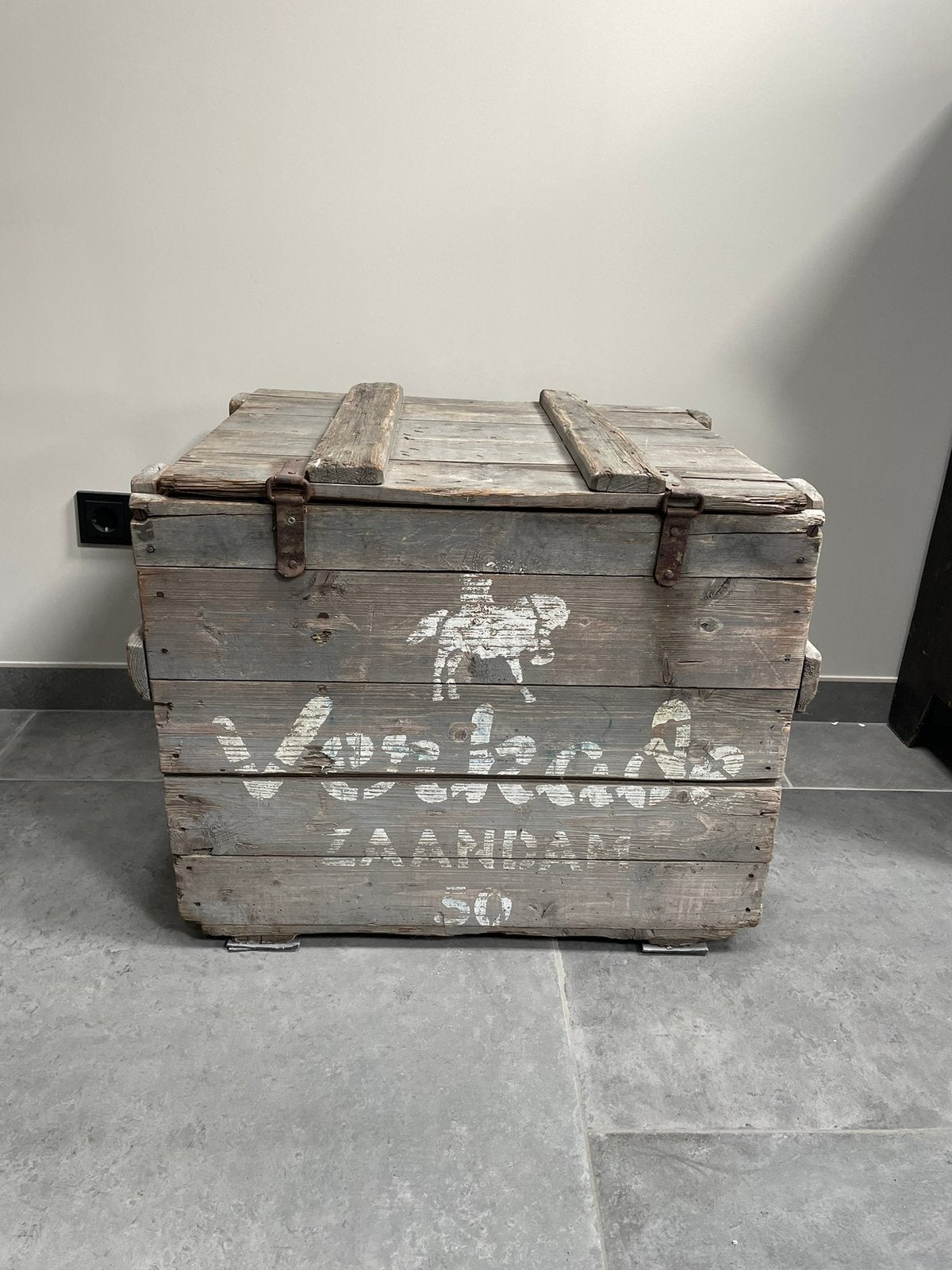 Oude houten verkade kist, Ophalen, Gebruikt, 50 tot 100 cm