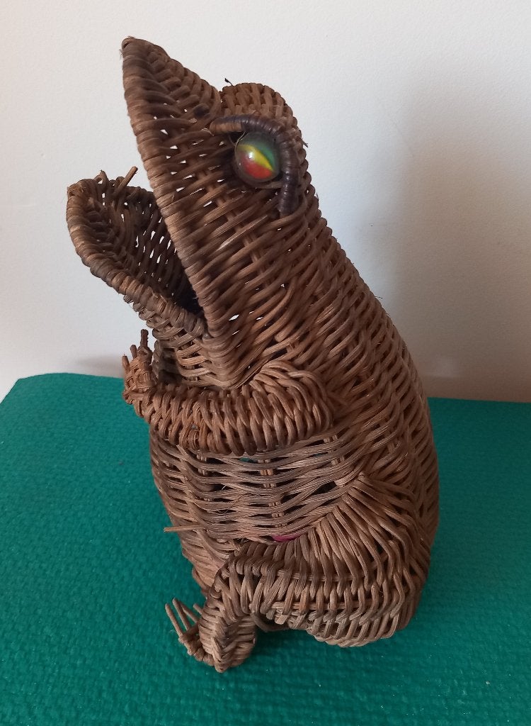 Vintage rotan mandje kikker ( Olivier Cajan, jaren '60/'70?), Gebruikt, Gevlochten, Mand, Verzenden