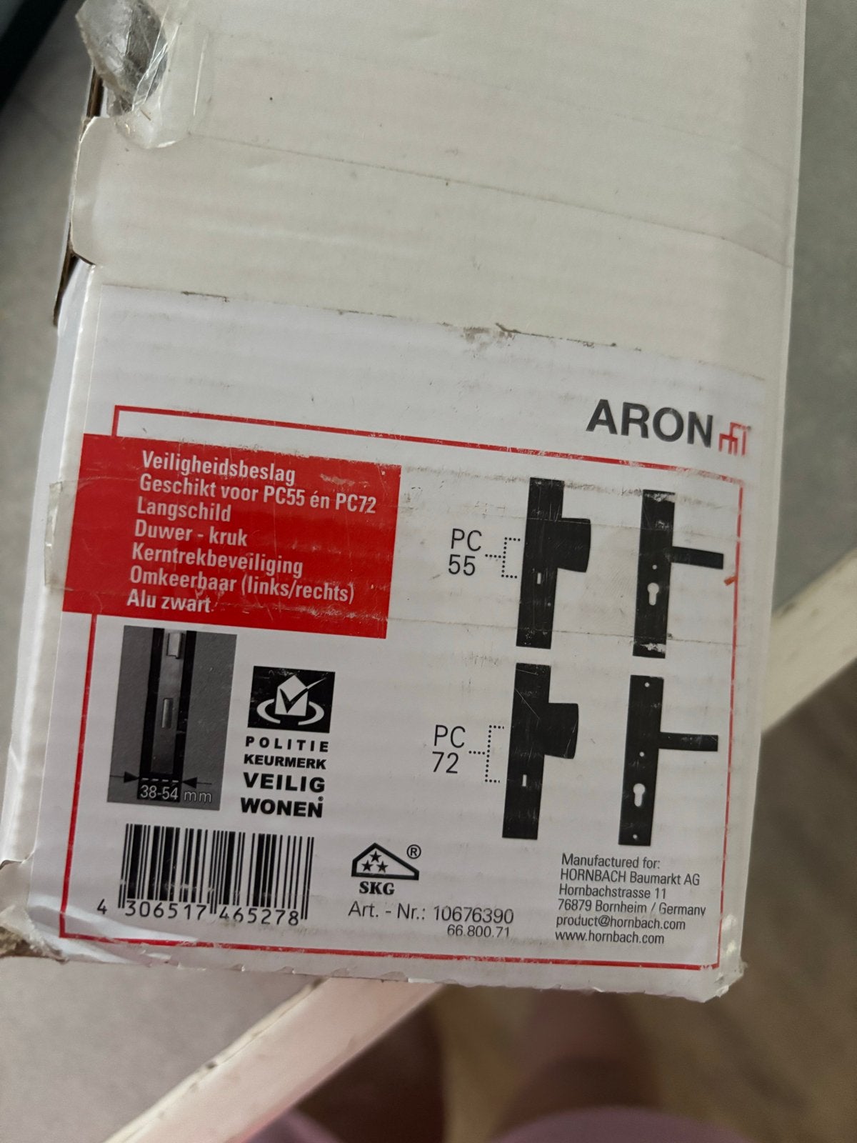 Voordeur Veiligheidsbeslag PC55/72 anti-kerntrek zwart, Verzenden, Nieuw, Overige materialen, Klink of Kruk