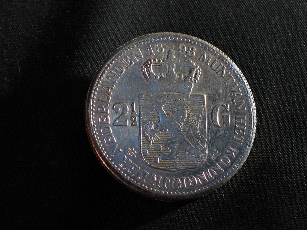 Rijksdaalder zilver Wilhelmina 1898, oude vervalsing. 2106, Postzegels en Munten, Munten | Nederland, Zilver, Ophalen of Verzenden