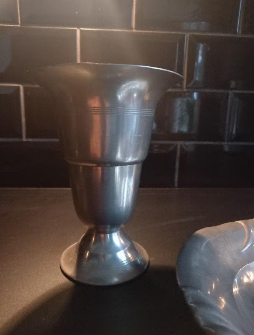 Vintage Tinnen Vaas van Jeka uit Tiel, Ophalen of Verzenden
