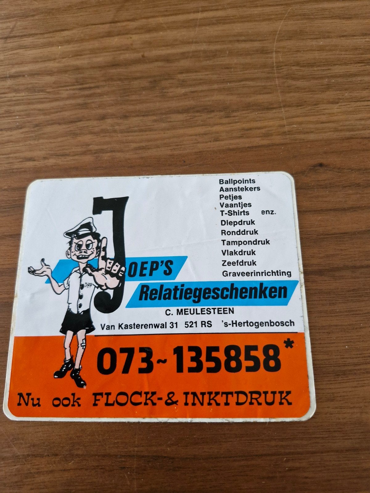 10491  Joep's Relatiegeschenken Sticker 's-Hertogenbosch, Ophalen of Verzenden, Gebruikt
