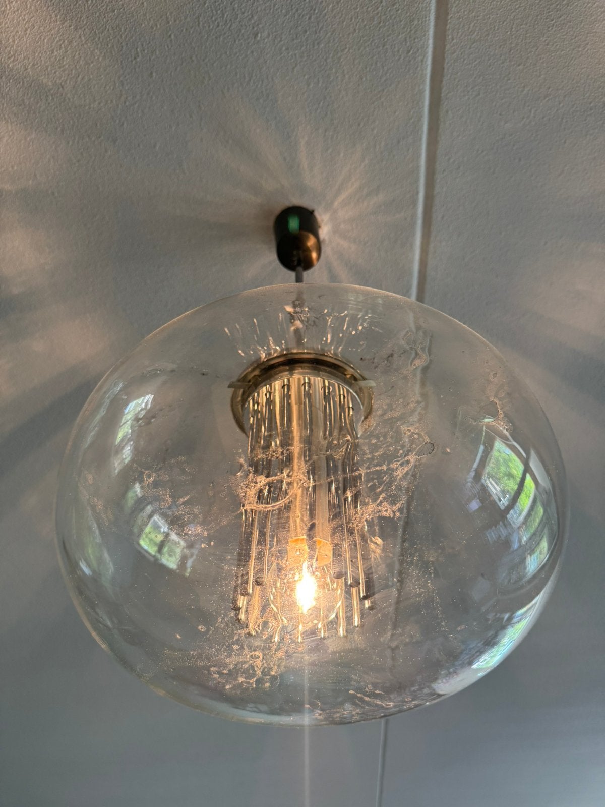 Mid-Century Space Age Hanglamp: Doria Leuchten (Jaren 60/70), Ophalen, Zo goed als nieuw, Glas