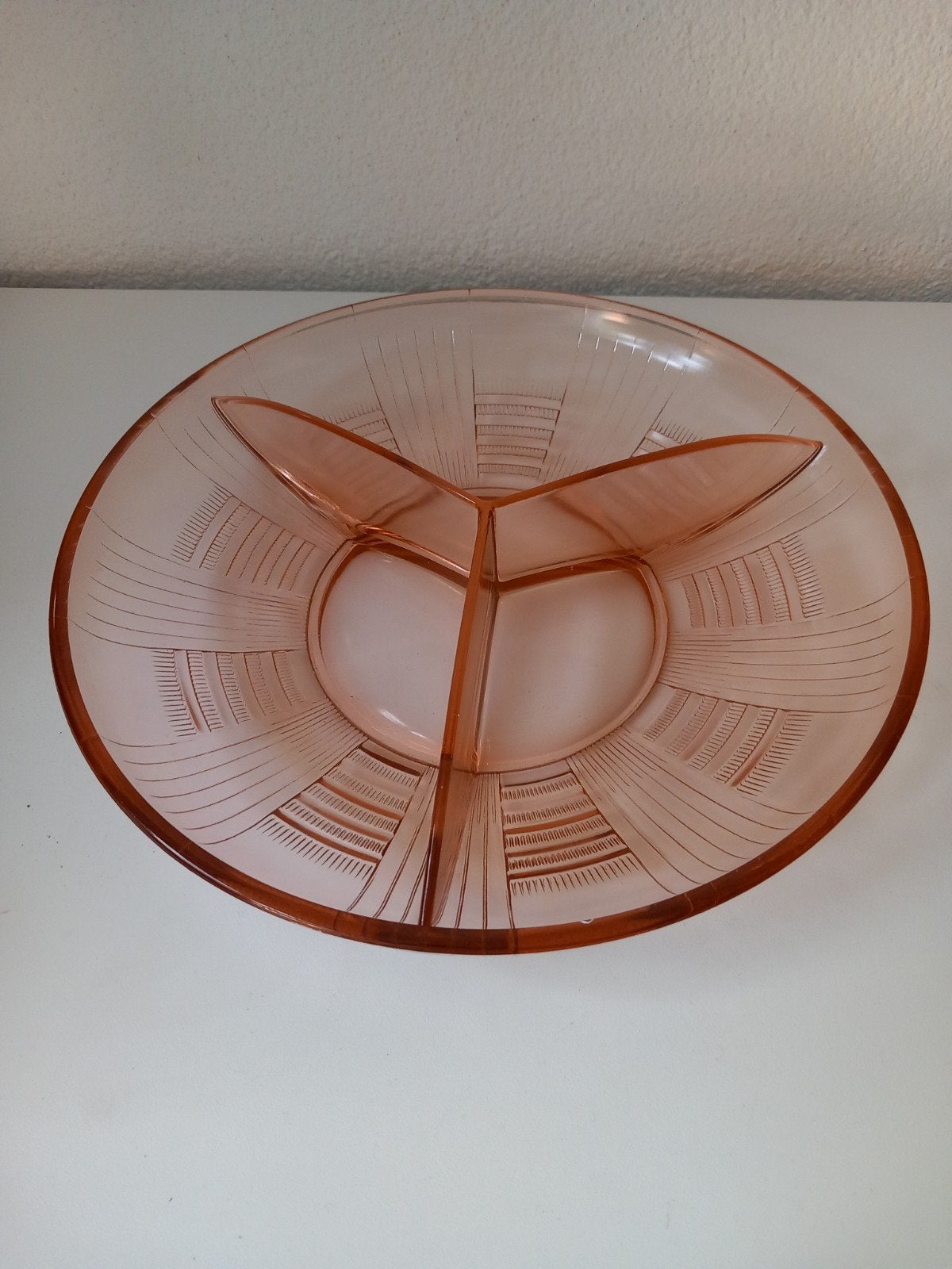 Vintage schaal persglas, Schaal, Rond, Geribbeld, Ophalen of Verzenden