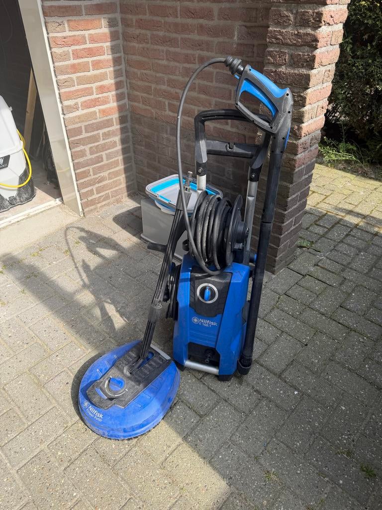 Nilfisk Hogedrukreiniger E 160.1 met Terrasreiniger & Nozzle, Tuin en Terras, Hogedrukreinigers, Ophalen of Verzenden, Gebruikt