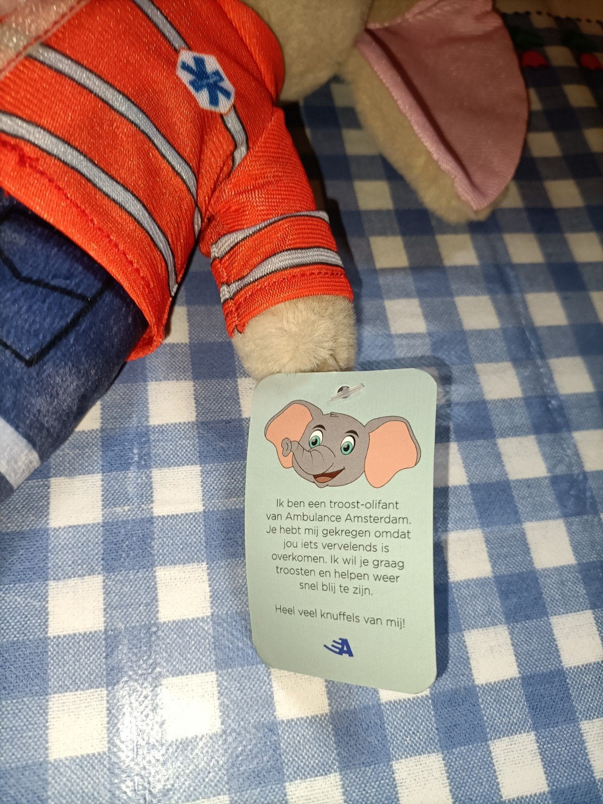 Olifant knuffel van Ambulance Amsterdam NIEUW met kaartje, Ophalen of Verzenden