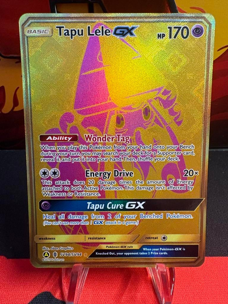 Pokémon Kaart Tapu Lele GX SV94/SV94 Full Art Foil, Ophalen of Verzenden, Zo goed als nieuw, Losse kaart, Foil