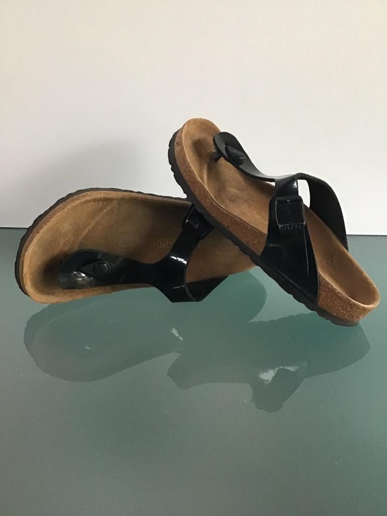 Birkenstock Gizeh zwart 38 | glossy shine | Gratis verzenden, Slippers, Verzenden, Zwart, Zo goed als nieuw
