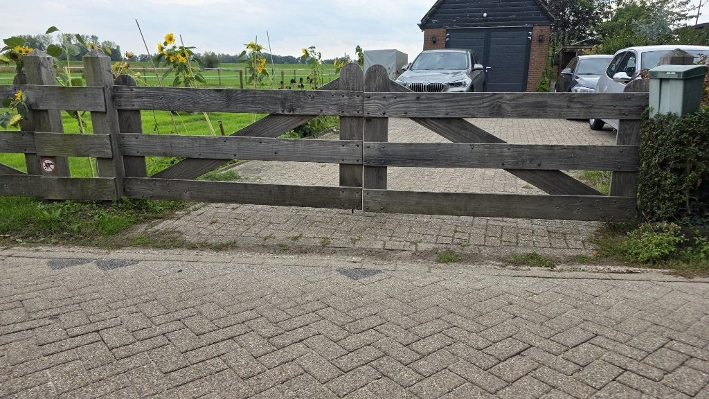 Douglas houten poorten (2x), Tuin en Terras, Ophalen, 100 tot 150 cm, Zo goed als nieuw, Hout