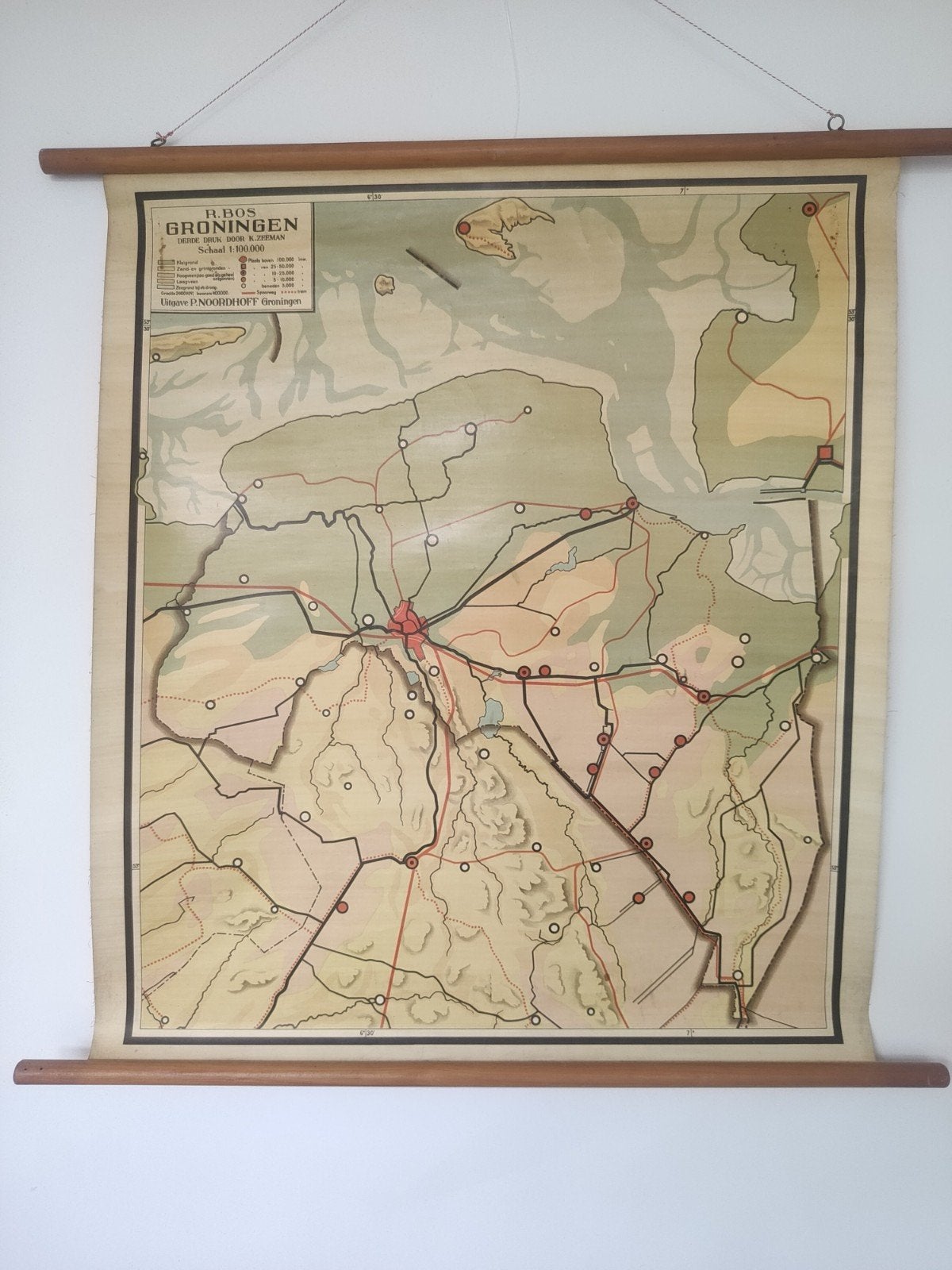 Provincie Groningen (oude schoolkaart) 97x94cm, Ophalen, Aardrijkskunde