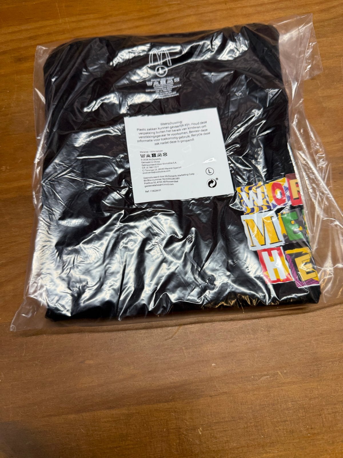 McDonald's 'World Wide' T-shirt - Zwart - Maat L, Ophalen of Verzenden, Nieuw, Maat 52/54 (L), Zwart