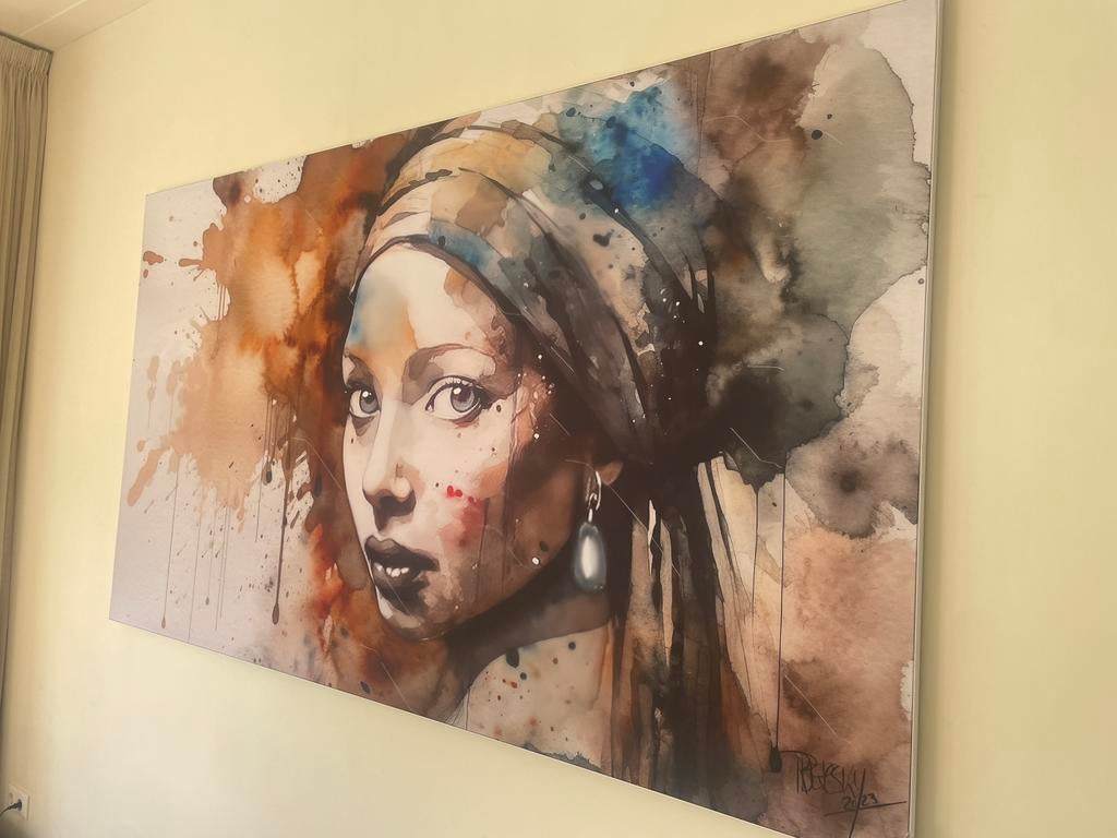 Meisje met de Parel - modern 230x130cm, Antiek en Kunst, Kunst | Schilderijen | Modern, Ophalen