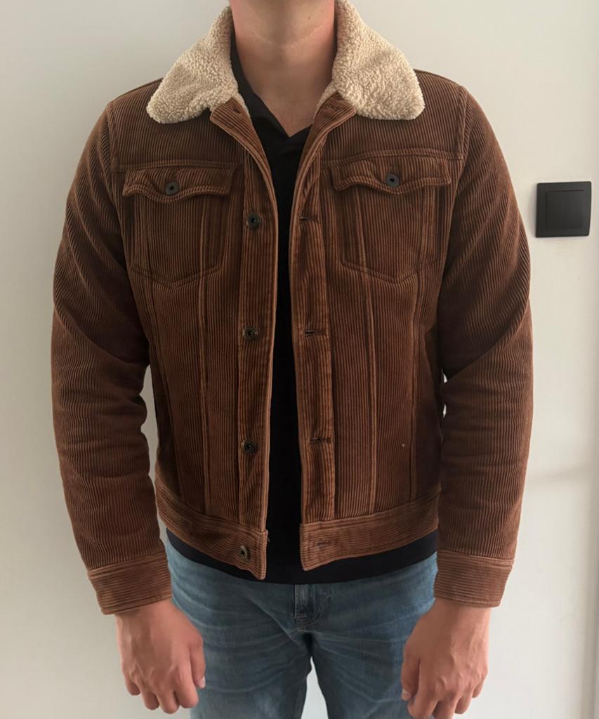 Mango spijkerjas corduroy donker bruin heren (teddy), Ophalen of Verzenden, Zo goed als nieuw, Maat 56/58 (XL), Bruin