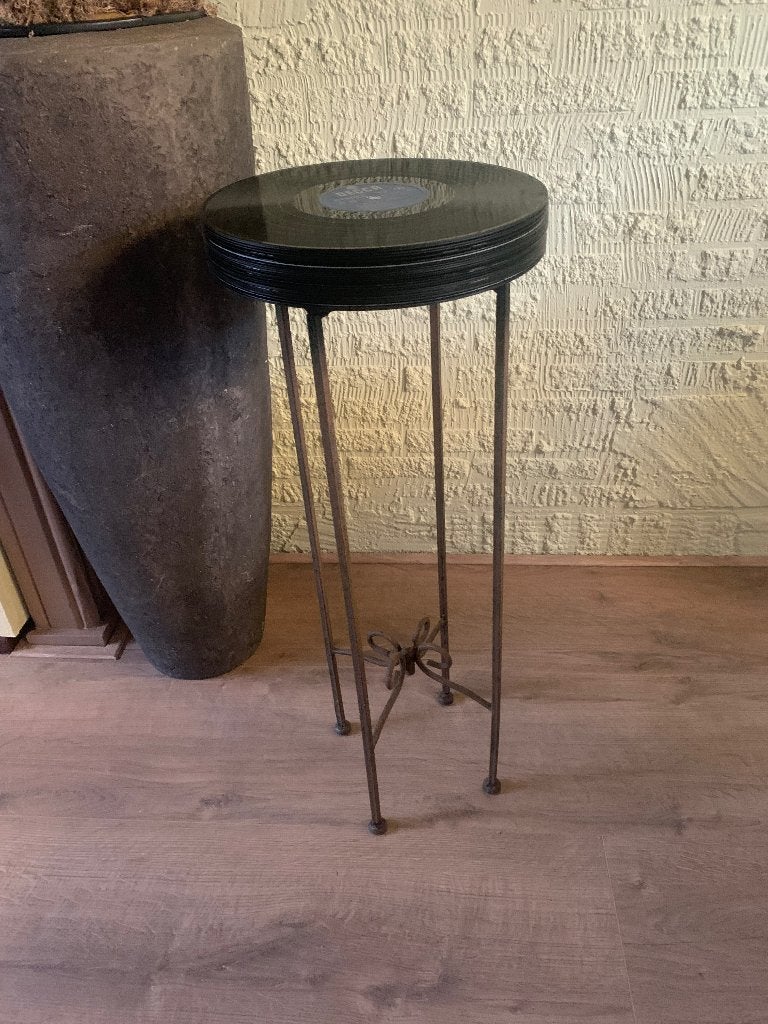 Vinyl LP bijzet tafeltje, Ophalen, Overige materialen, Minder dan 55 cm, Rond