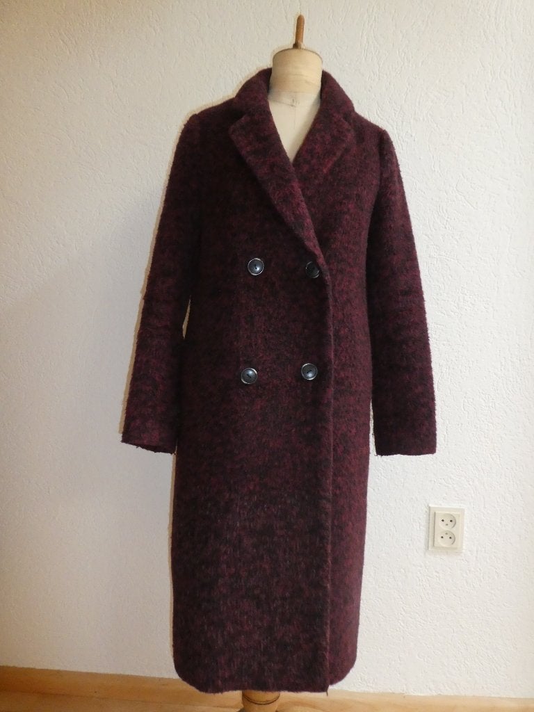 Circle of Trust winterjas maat S lang bordeaux zwart Eliza, Kleding | Dames, Jassen | Winter, Verzenden, Zo goed als nieuw, Maat 36 (S)