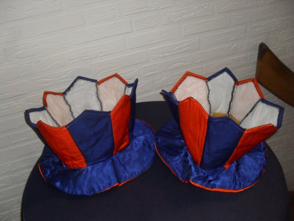 2 CARNAVALS HOEDEN BLAUW/ORANJE, Carnaval, Maat 42/44 (L), Ophalen of Verzenden, Accessoires