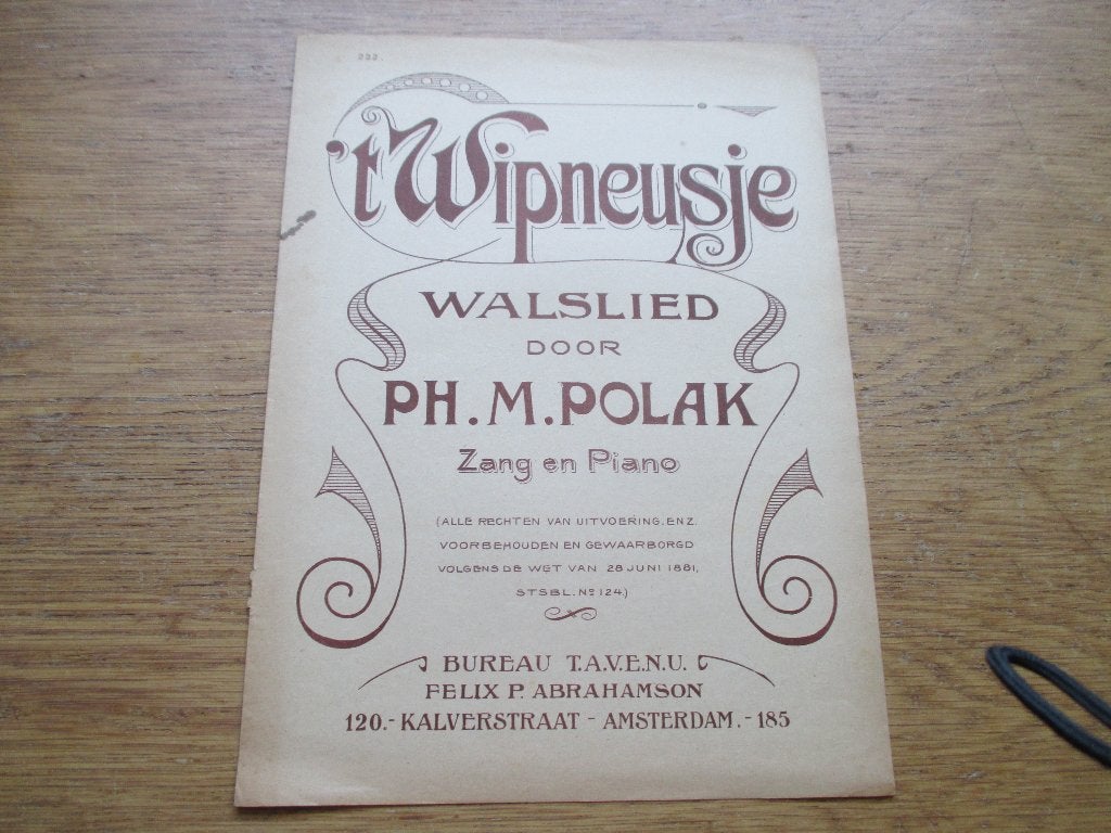 'T WIPNEUSJE, Muziek en Instrumenten, Gebruikt, Ophalen of Verzenden, Artiest of Componist, Piano