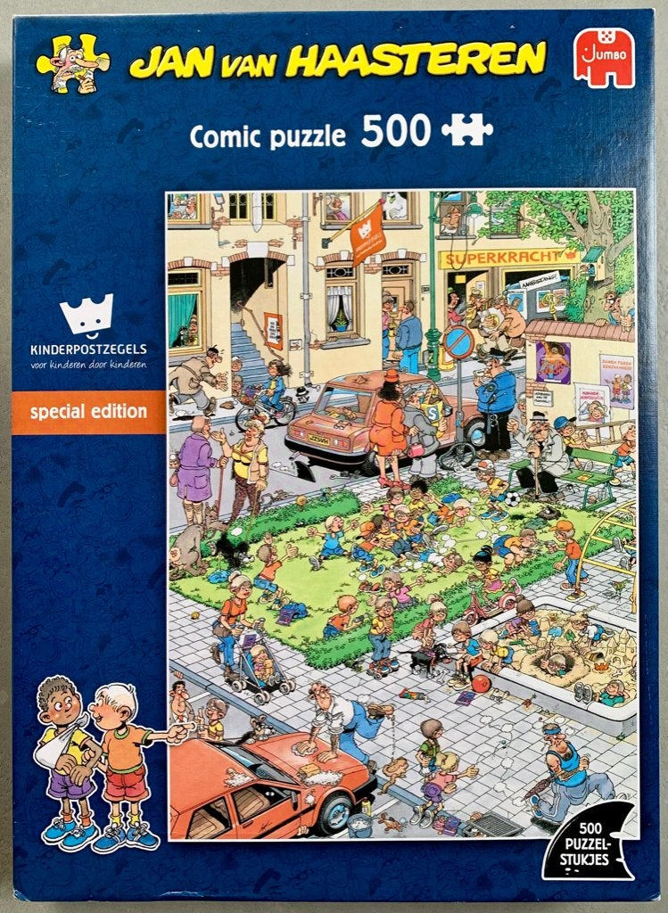 JAN VAN HAASTEREN puzzel KINDERPOSTZEGELS, Ophalen of Verzenden, 500 t/m 1500 stukjes, Zo goed als nieuw, Legpuzzel