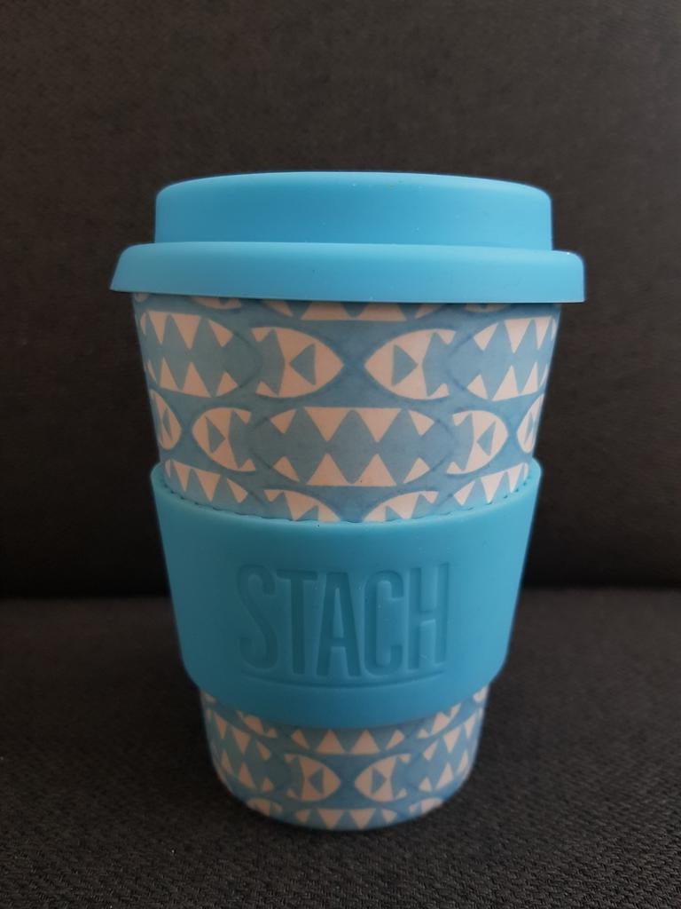 Stach blauwe beker bamboe to go plastic vrij, Overige materialen, Overige typen, Ophalen of Verzenden, Zo goed als nieuw