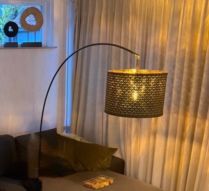 Booglamp met Nymo lampenkap (IKEA), Ophalen, Gebruikt, Metaal, 150 tot 200 cm