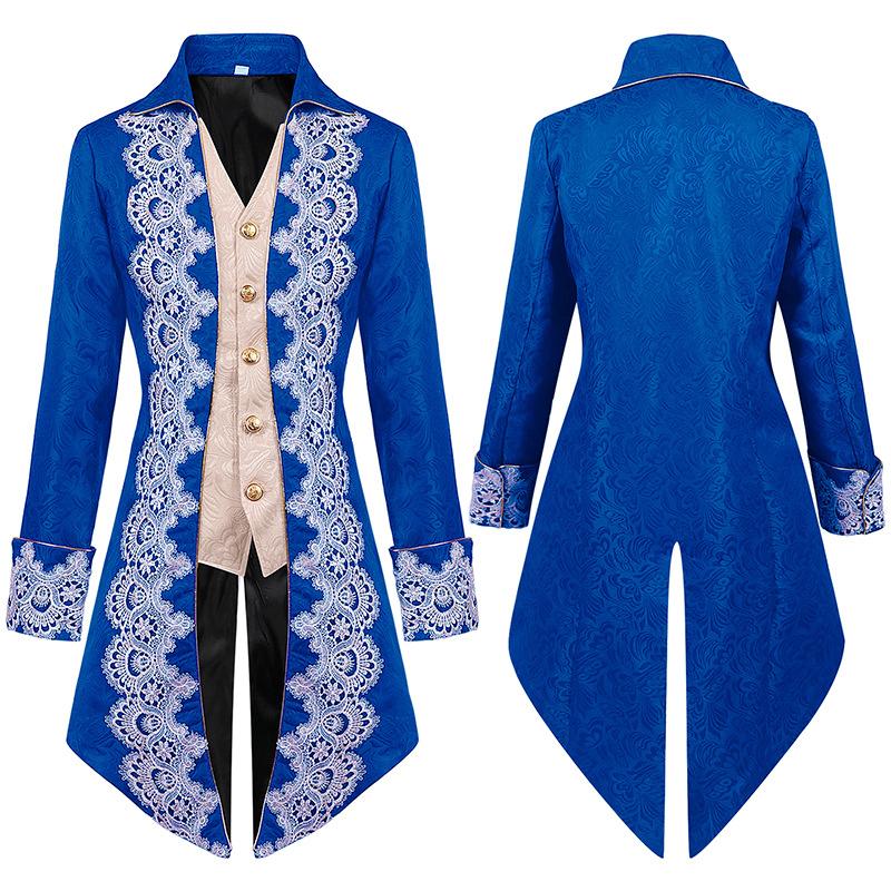 Blauwe heren steampunk jas / victoriaanse middeleeuwse, Kleding | Heren, Verzenden, Nieuw, Overige maten, Kleding