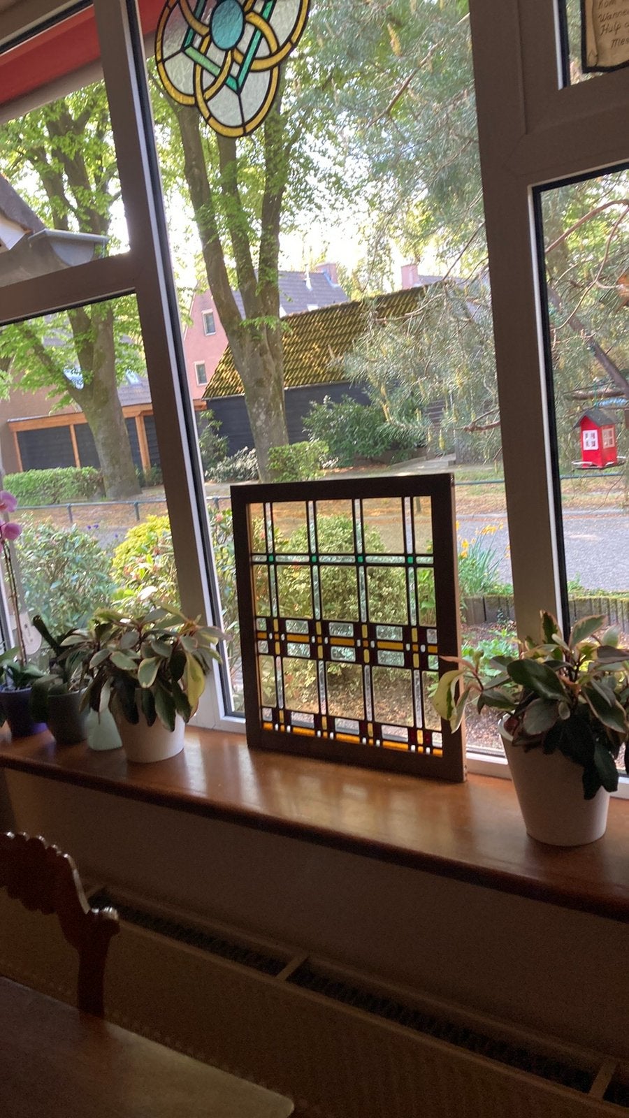 Mooi antiek glas in lood raam art deco, Ophalen