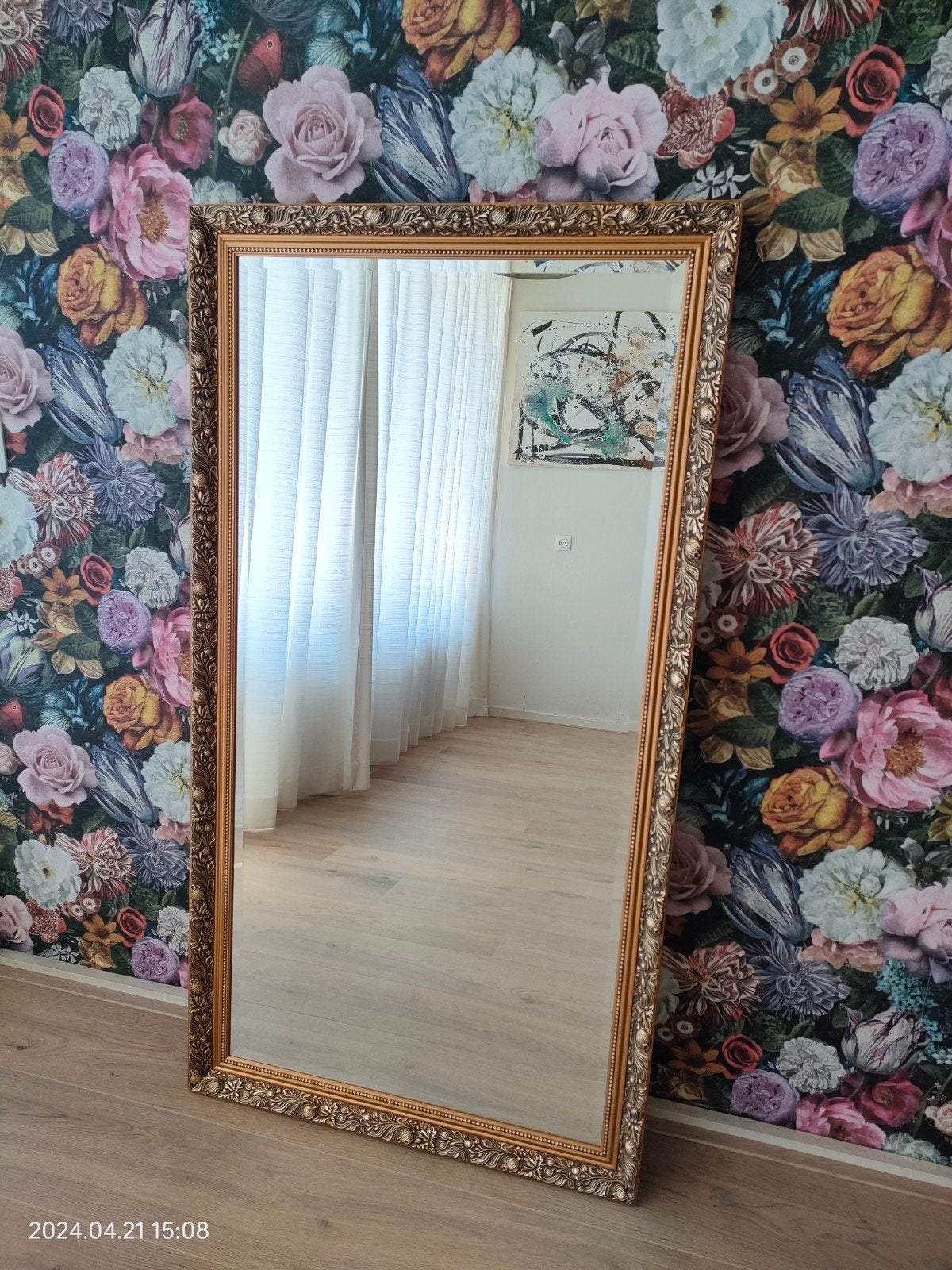 Gouden barok spiegel 120  60 cm; facetgeslepen; DARCO, Huis en Inrichting, Ophalen, Zo goed als nieuw, Rechthoekig, Minder dan 100 cm