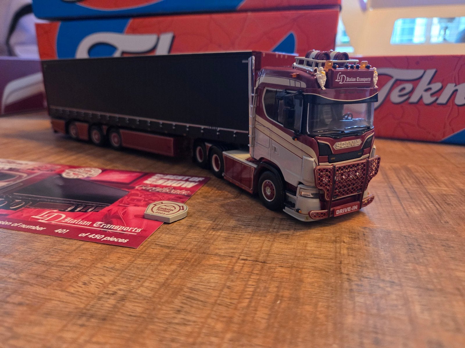Tekno Scania LD-Transport-drive-in, Ophalen of Verzenden, Nieuw, Bus of Vrachtwagen, Tekno