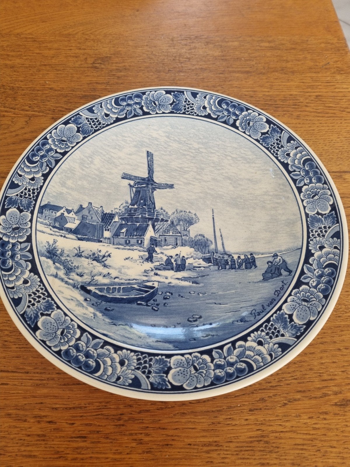 Delfts Blauw bord 'Bevroren Rivier' - Paul van Dort, Ophalen of Verzenden