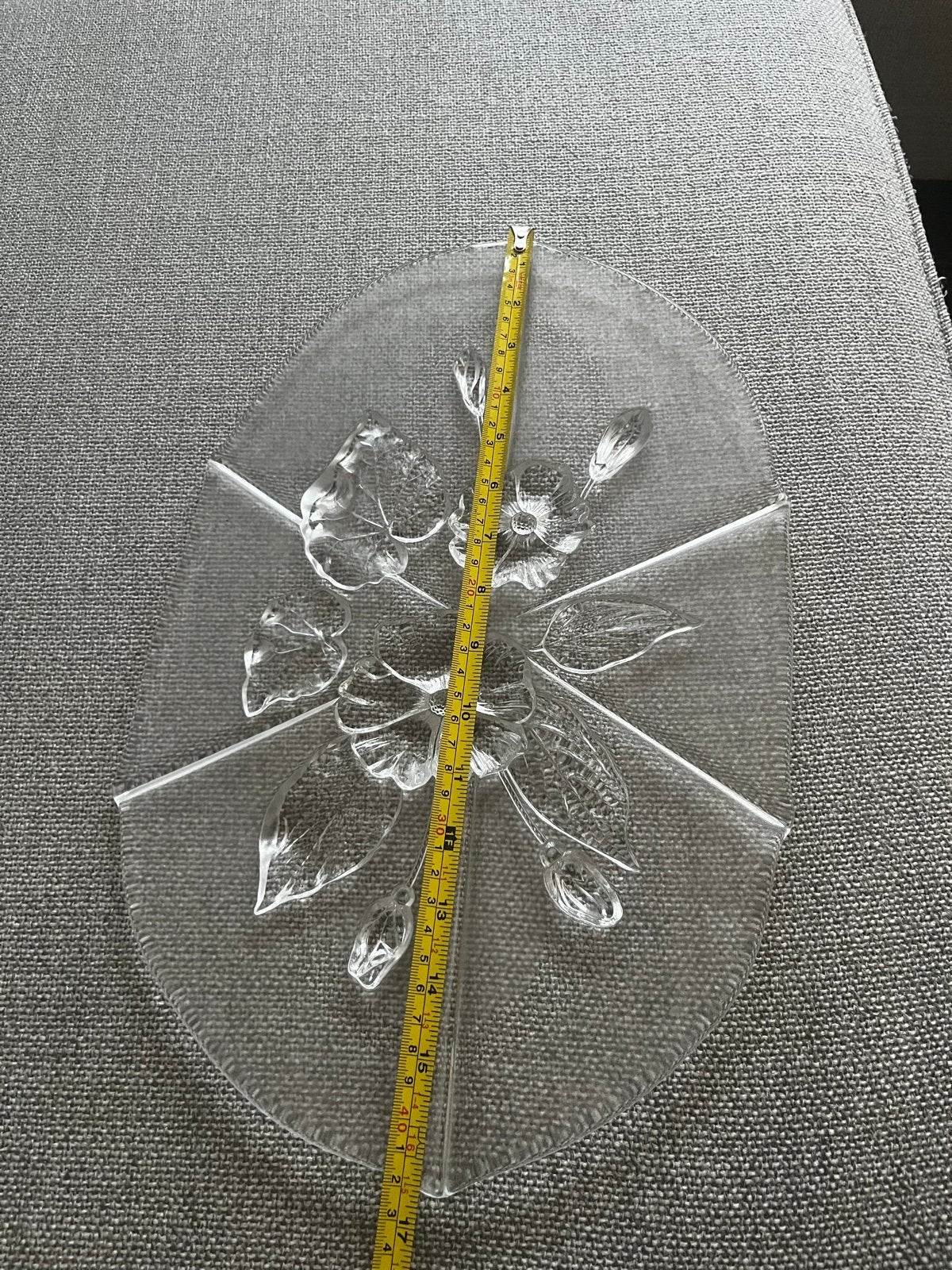 Walther Glas serveerschaal met 3D bloemen, Ophalen, Gebruikt, Glas, Schaal
