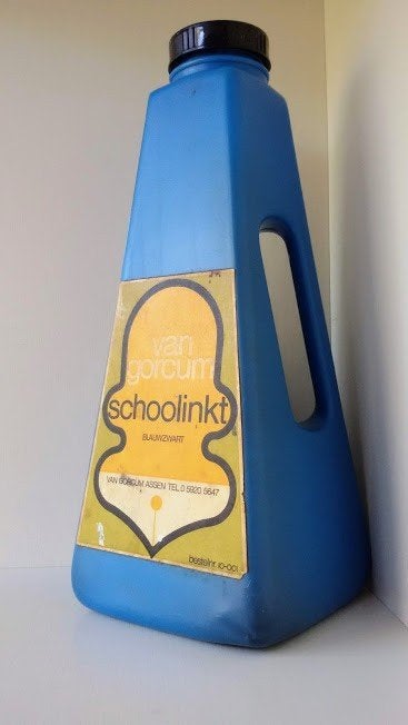 Schoolinkt van Van Gorcum Assen 750 cc - pvc fles - bw, Ophalen of Verzenden, Gebruikt