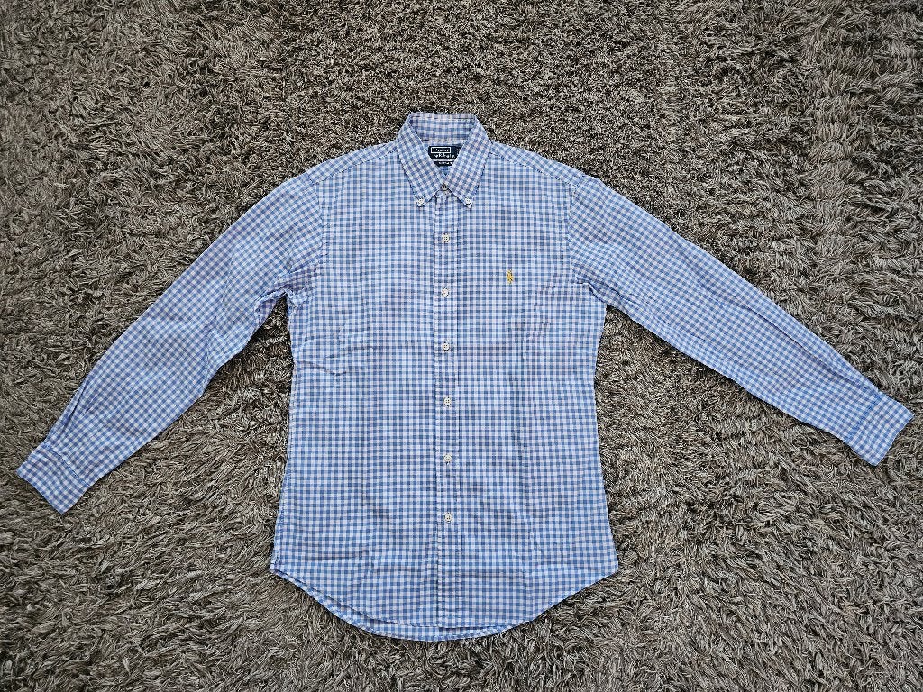 Ralph Lauren Custom Fit Overhemd Blauw Geruit maat S, Halswijdte 38 (S) of kleiner, Verzenden, Blauw, Polo Ralph Lauren