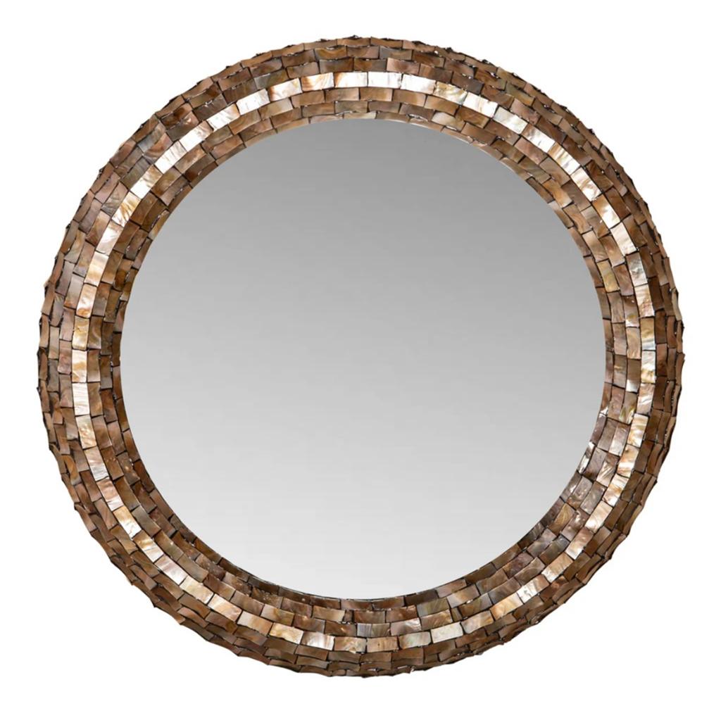 Spiegel Chelsae Bronze Shell Rond 82 cm PTMD, Huis en Inrichting, Woonaccessoires | Spiegels, Ophalen of Verzenden, Nieuw, Rond