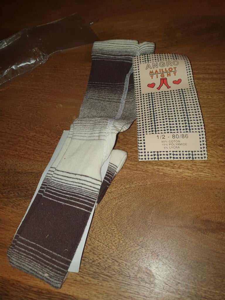 Nieuwe Angro Maillot Tights - Bruin/Beige gestreept, Ophalen of Verzenden, Nieuw