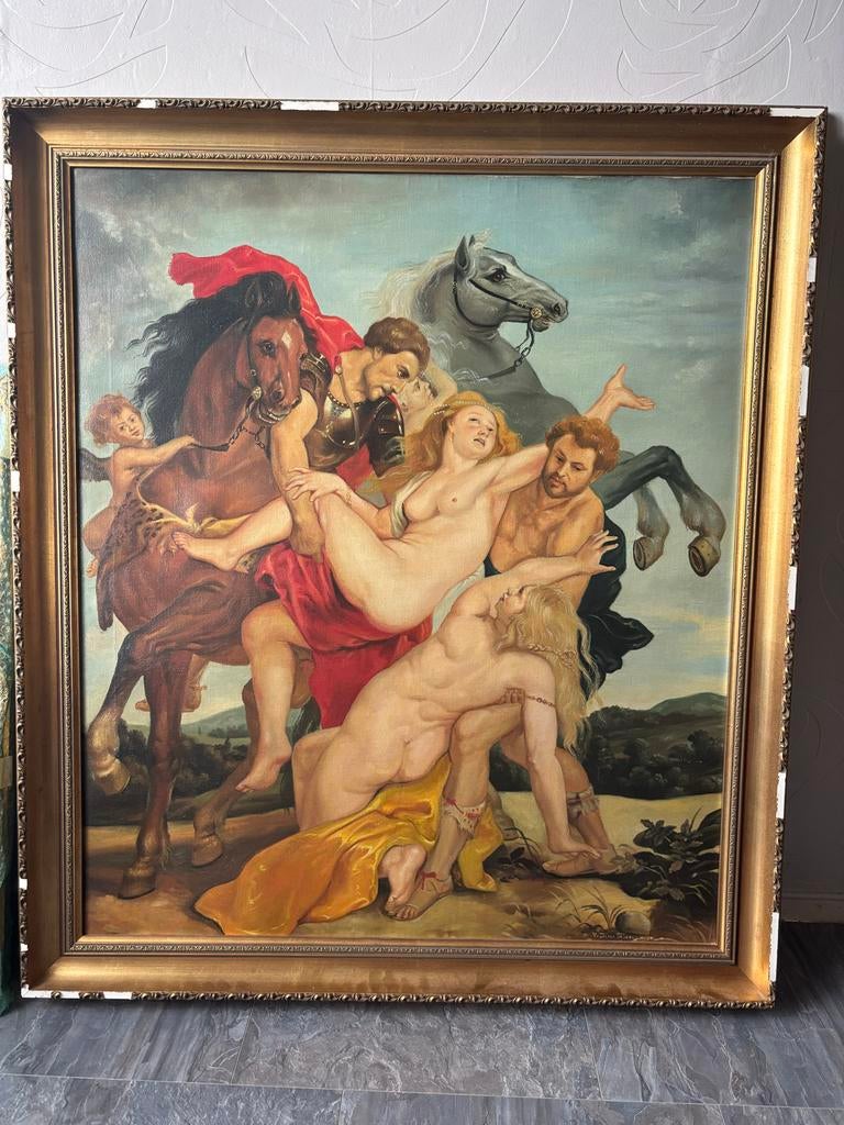 Groot schilderij 'De Roof van de Sabijnse Maagden' - Rubens, Antiek en Kunst, Ophalen of Verzenden