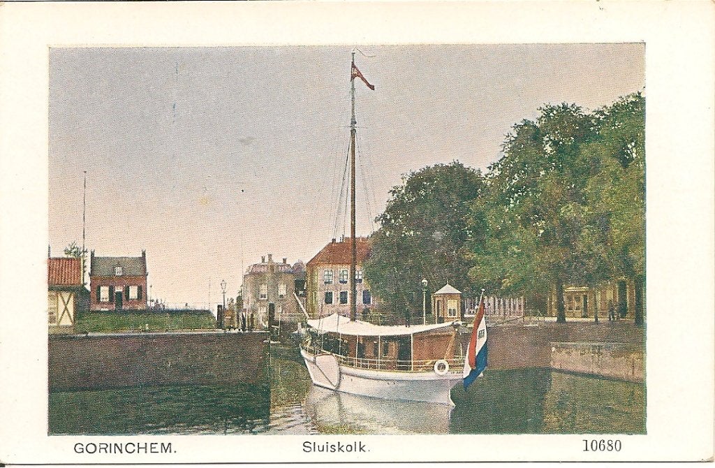 Oude Ansichtkaart Gorinchem Sluiskolk met boot, Ophalen of Verzenden, Voor 1920, Ongelopen, Zuid-Holland