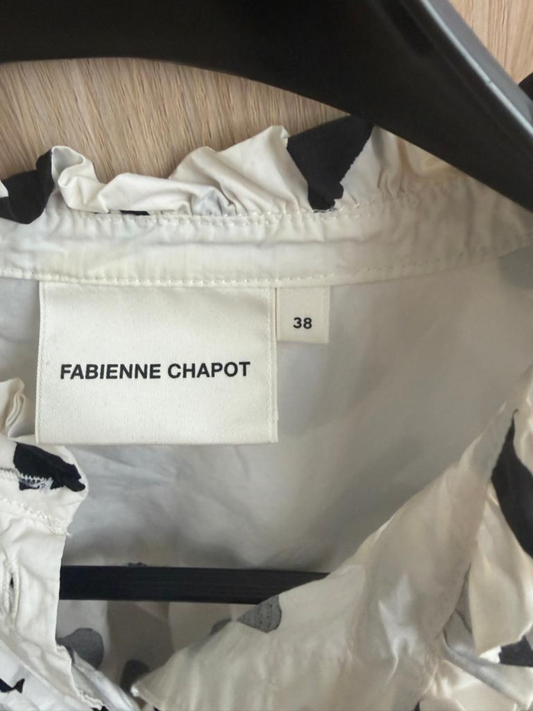 Fabienne Chapot Blouse Wit Zwarte Hartjes Maat M/38, Ophalen of Verzenden, Zo goed als nieuw, Maat 42/44 (L), Wit