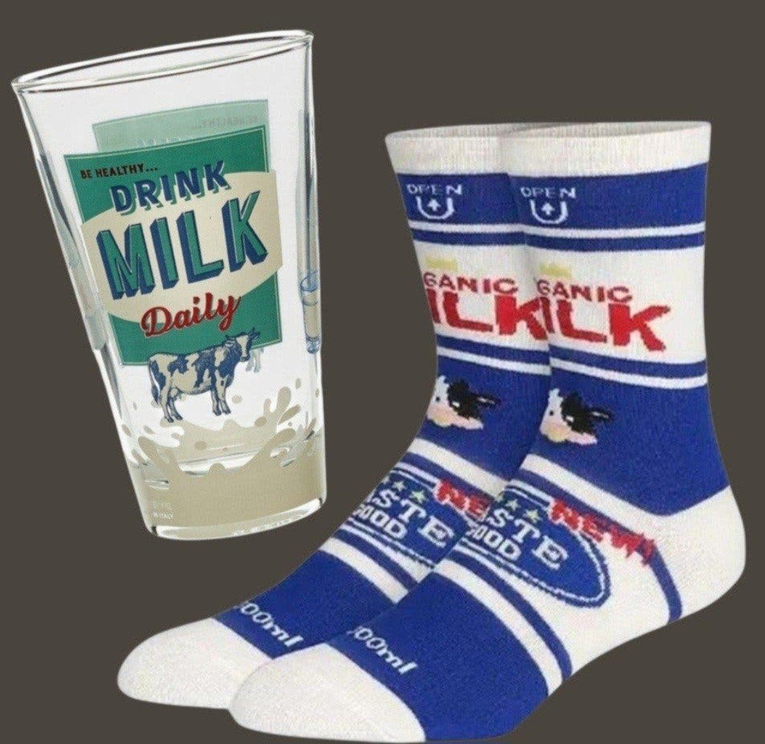 MELKPAK SOKKEN  + GLAS "DRINK MILK DAILY", Ophalen of Verzenden, Nieuw
