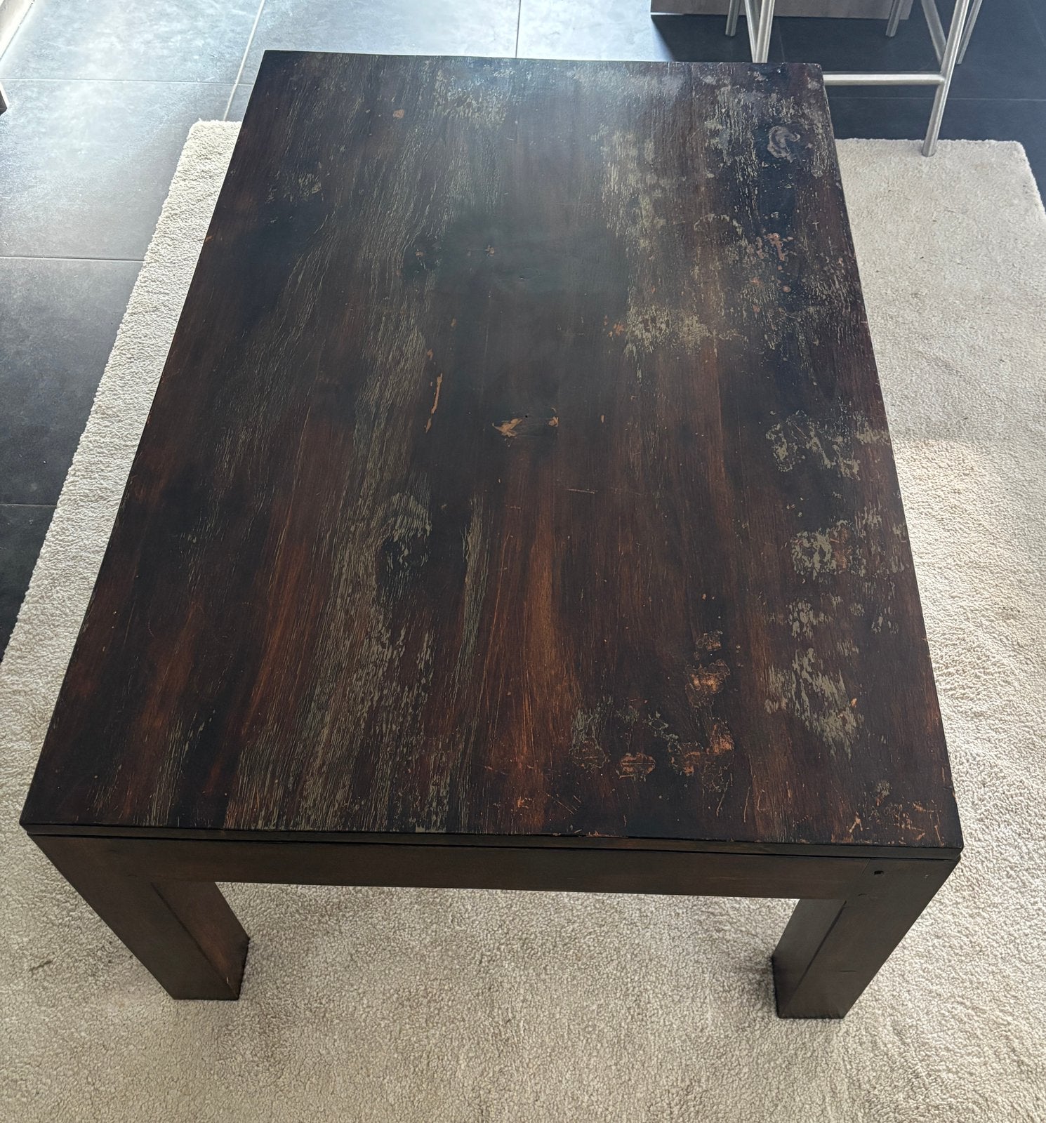 Teak houten salontafel, Ophalen, Gebruikt, 100 tot 150 cm, Koloniaal