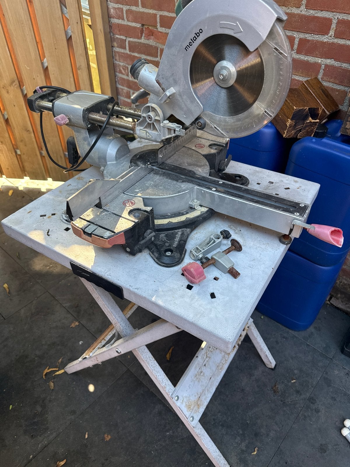 Metabo afkortzaag met tafel, Doe-het-zelf en Verbouw, Ophalen, Gebruikt, 70 mm of meer, Afkortzaag