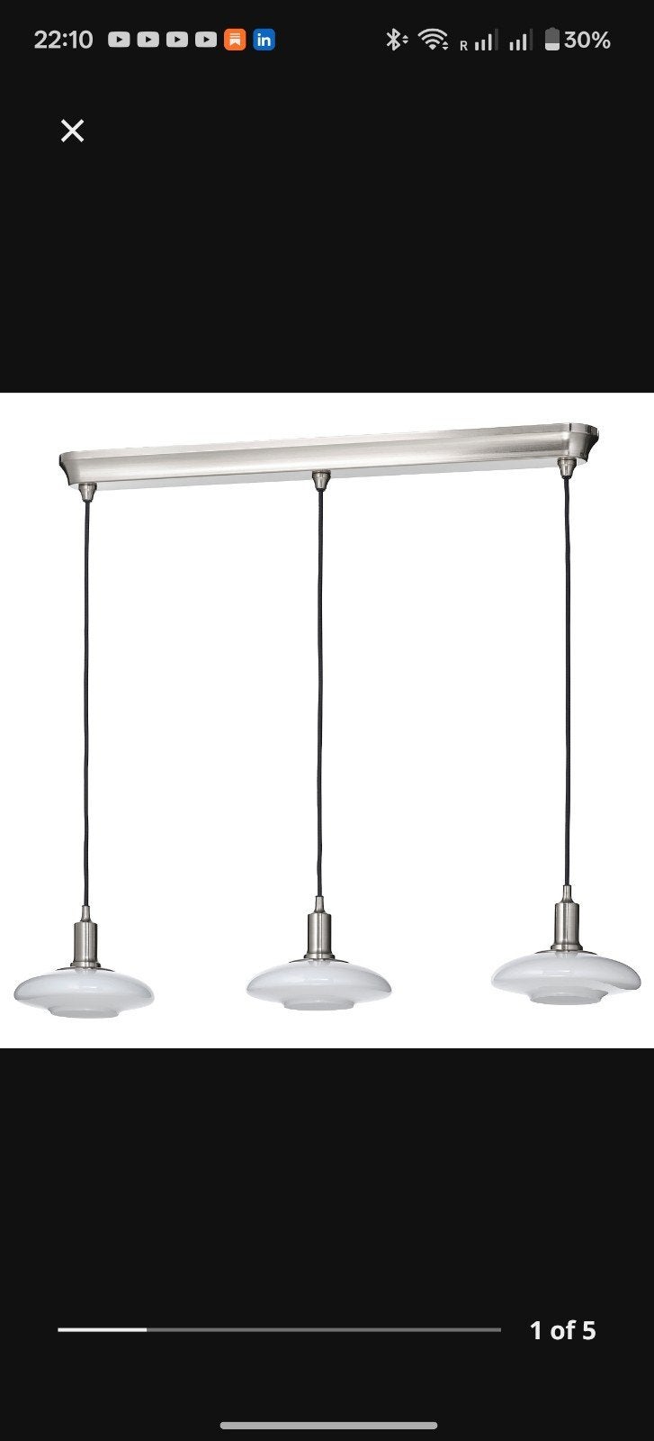 Ikea Tallbyn hanglamp met 3 lampen, Ophalen, Zo goed als nieuw, Glas