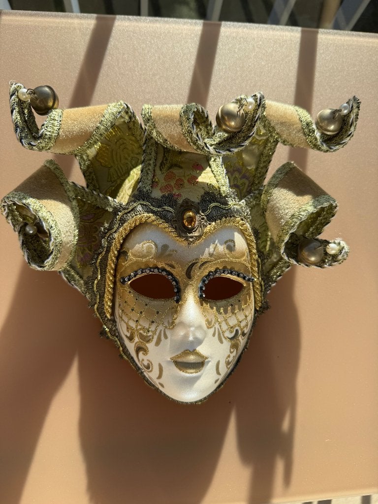 Origineel Venetiaans masker – goudkleurige nar, Ophalen of Verzenden