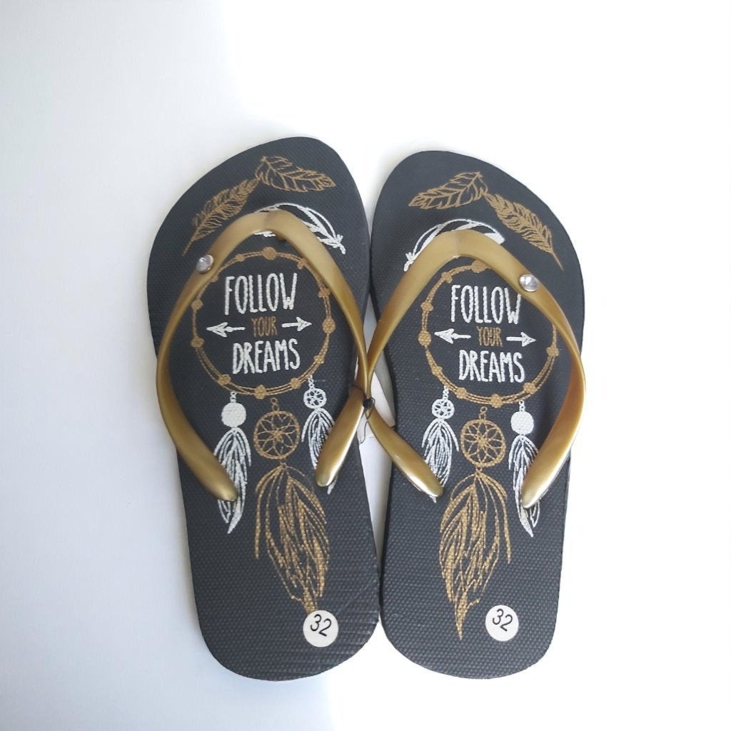Teenslipper zwart goud met strass steentjes 32, Noekies.com, Schoenen, Nieuw, Info@noekies.com