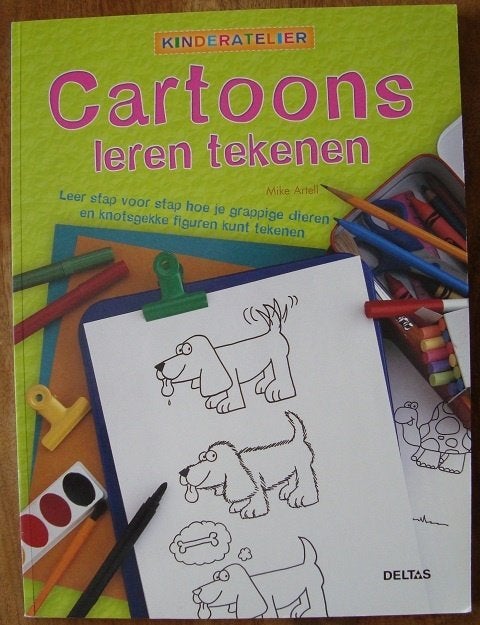 Cartoons leren tekenen - kinderatelier - Mike Artell, Boeken, Hobby en Vrije tijd, Ophalen of Verzenden, Zo goed als nieuw, Tekenen en Schilderen